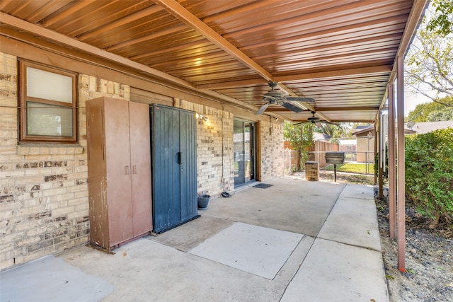 view of patio with ceiling fan