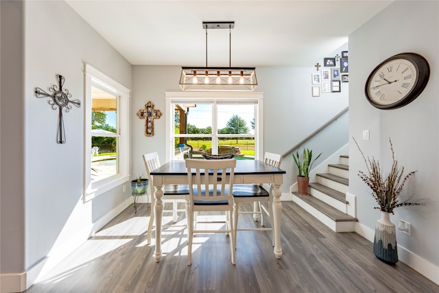 dining space featuring hardwood / wood-style floors