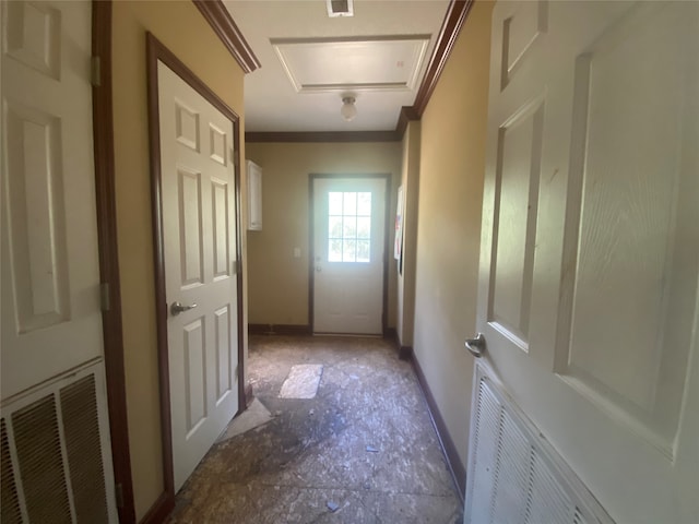 corridor with crown molding