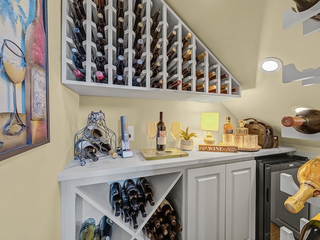 wine cellar featuring beverage cooler and indoor bar