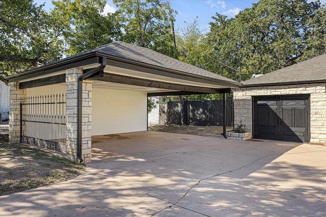 exterior space with a carport