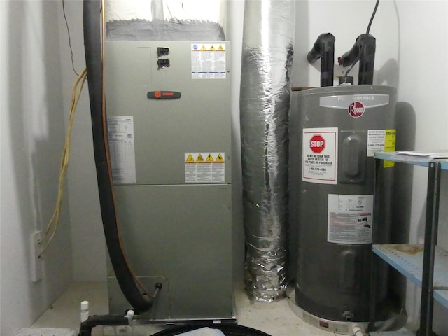 utilities featuring water heater and heating unit