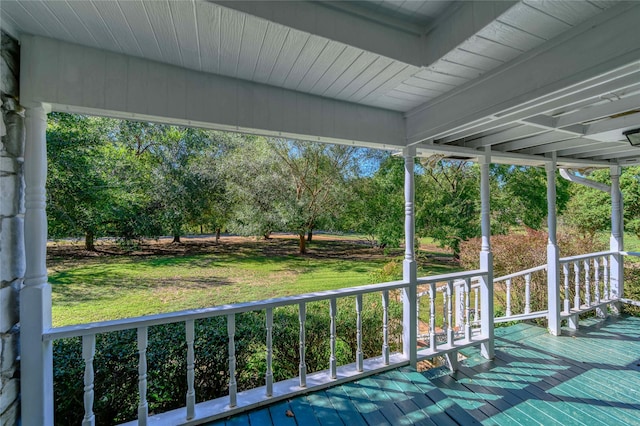 1498 Riley Rd, Whitesboro, TX 76273 - wooden terrace with a yard and view of scattered trees