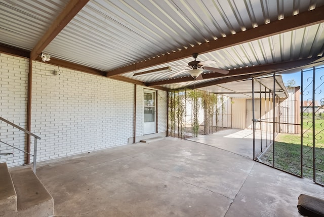 view of patio with ceiling fan