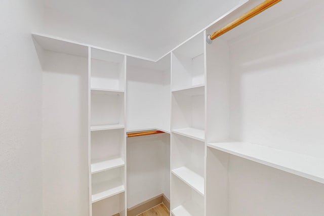 spacious closet featuring light hardwood / wood-style flooring