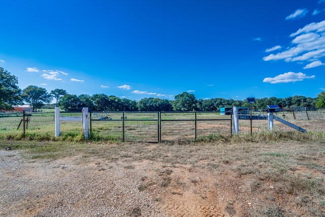 view of yard with fence and a rural view