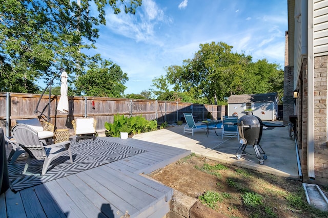 wooden deck featuring a patio