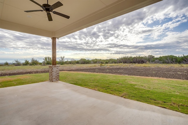 view of patio / terrace featuring ceiling fan