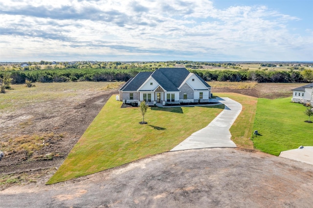 aerial view featuring a rural view