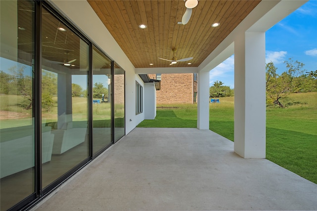 view of patio with ceiling fan