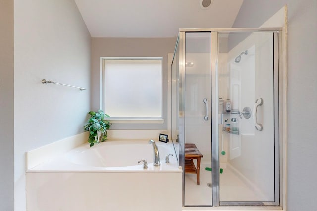 bathroom with plus walk in shower