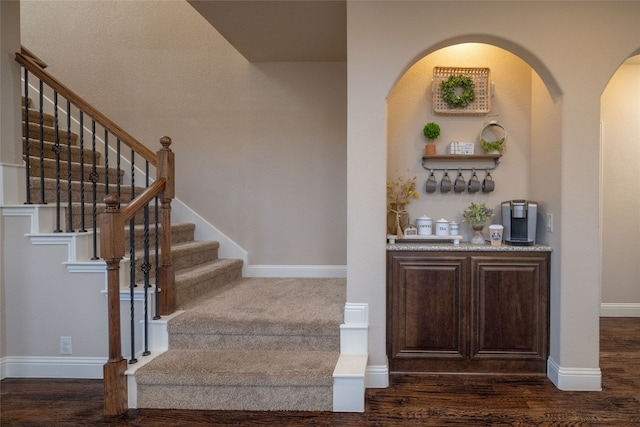 interior space featuring dark hardwood / wood-style floors