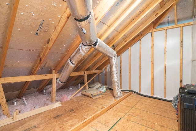 view of unfinished attic