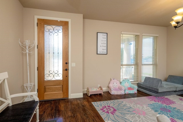 entryway featuring dark wood-type flooring