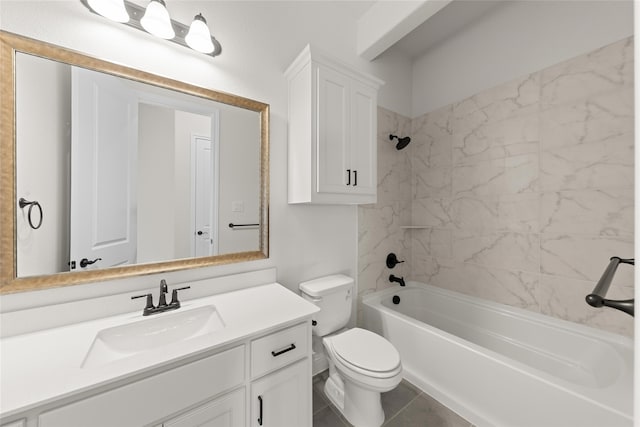 bathroom with vanity, toilet, and shower / bathtub combination