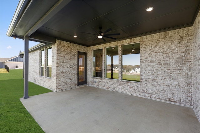 view of patio / terrace with ceiling fan