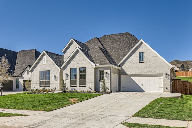 view of front of home featuring a garage and a front yard