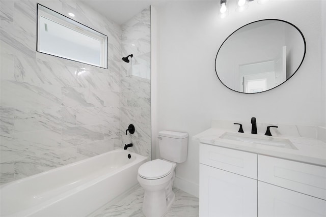 309 W Beckham St W, Sulphur Springs, TX 75482 - full bath featuring toilet, tub / shower combination, baseboards, vanity, and marble finish flooring