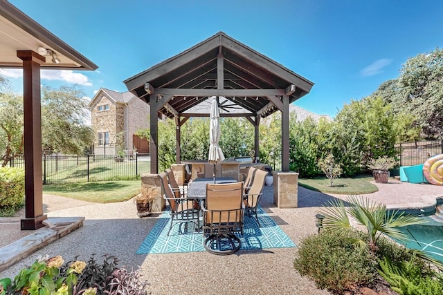 view of patio featuring a gazebo