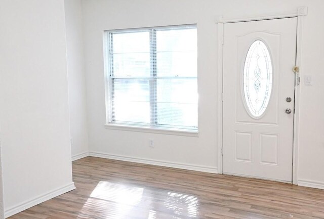 foyer entrance featuring ornamental molding, hardwood / wood-style floors, and a wealth of natural light