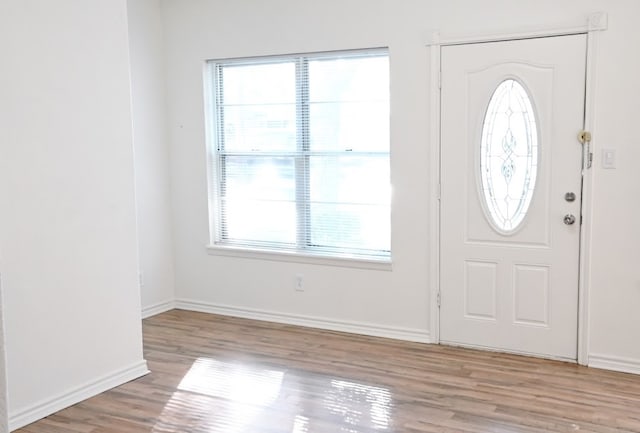 entryway with light wood-type flooring and a healthy amount of sunlight