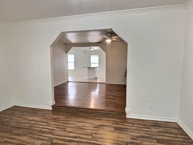 additional living space featuring vaulted ceiling, ceiling fan, and dark wood-type flooring