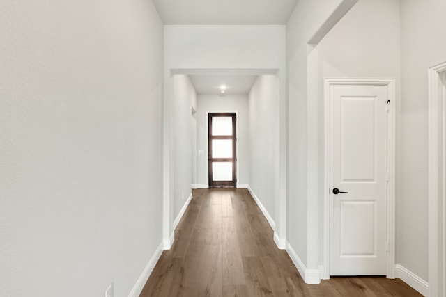 hall featuring wood-type flooring