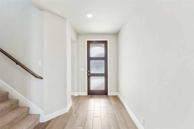 entryway with light wood-type flooring