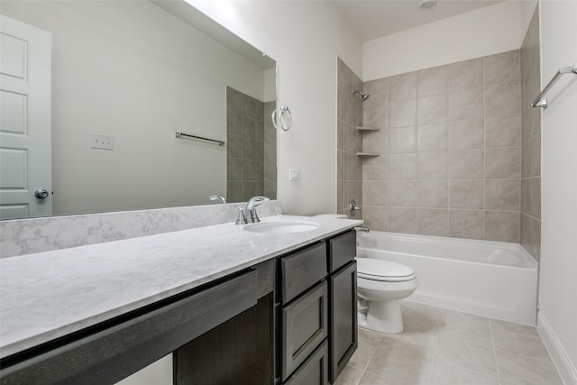 3725 Blooming Prairie Dr, Crandall, TX 75114 - bathroom with toilet, tile patterned flooring, vanity, and bathing tub / shower combination
