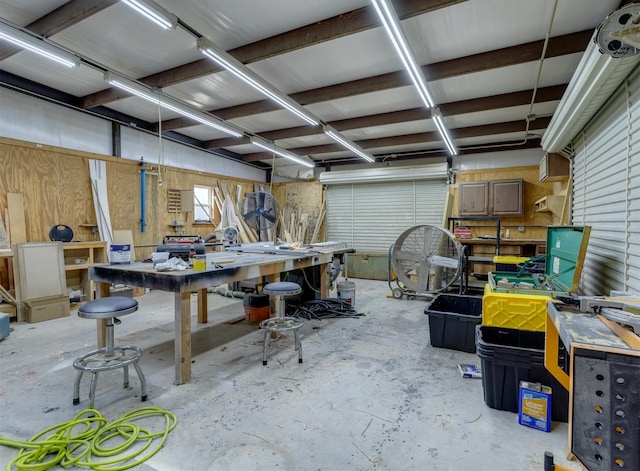 interior space with a workshop area