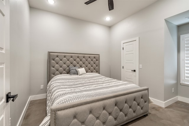 bedroom with carpet and ceiling fan