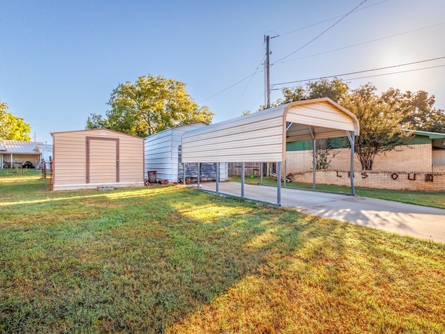 exterior space with fence and a detached carport