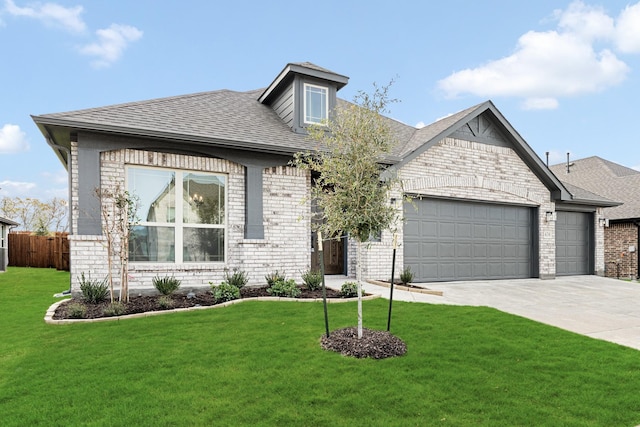 438 Aspen Way, Lavon, TX 75166 - view of front of house with an attached garage, brick siding, driveway, and roof with shingles