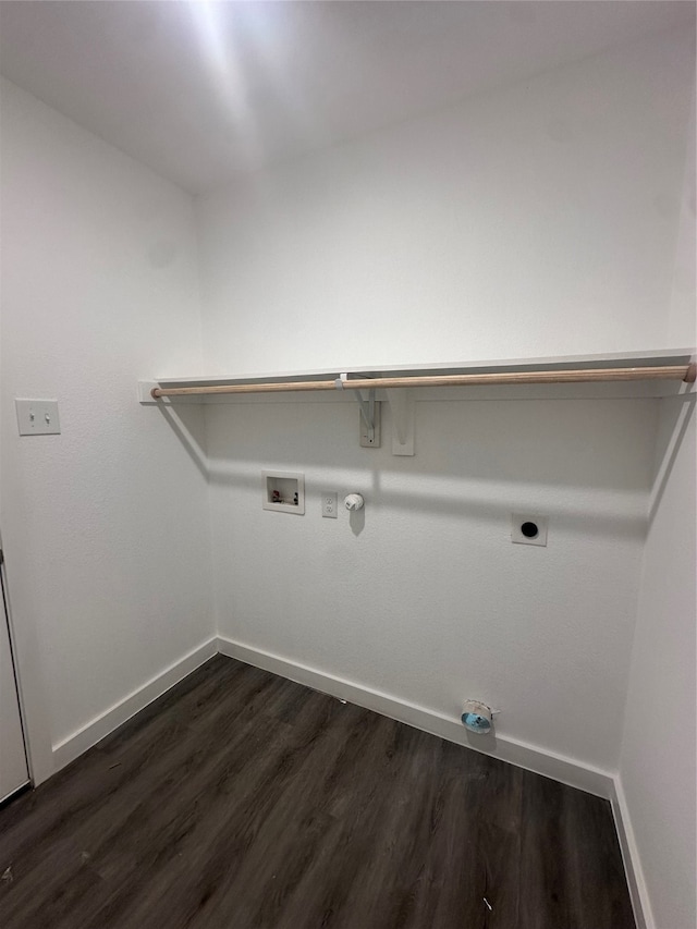 laundry room featuring hookup for an electric dryer, gas dryer hookup, dark hardwood / wood-style floors, and washer hookup