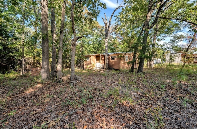 view of yard with a storage shed