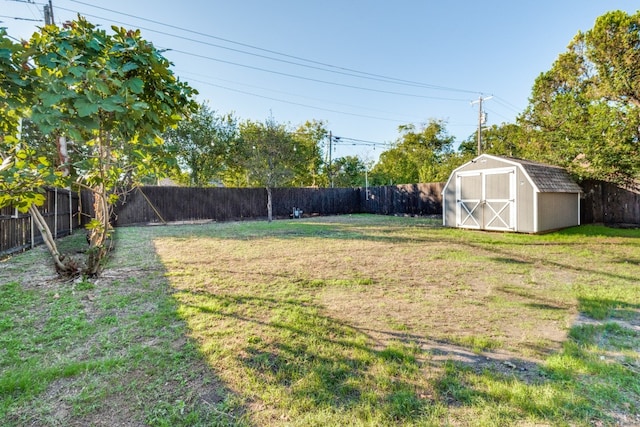 view of yard featuring a shed