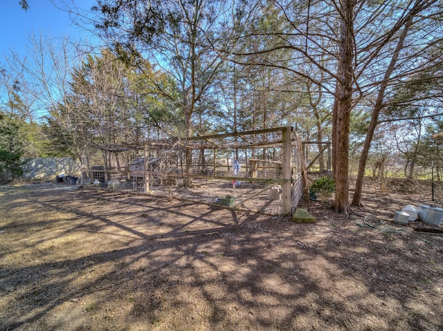 view of yard with exterior structure and an outbuilding
