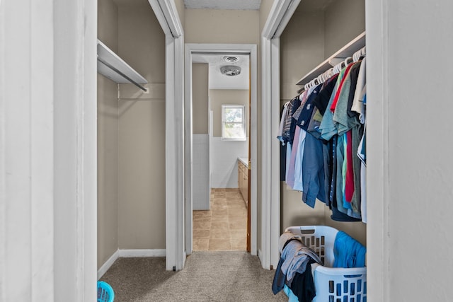 spacious closet with carpet flooring