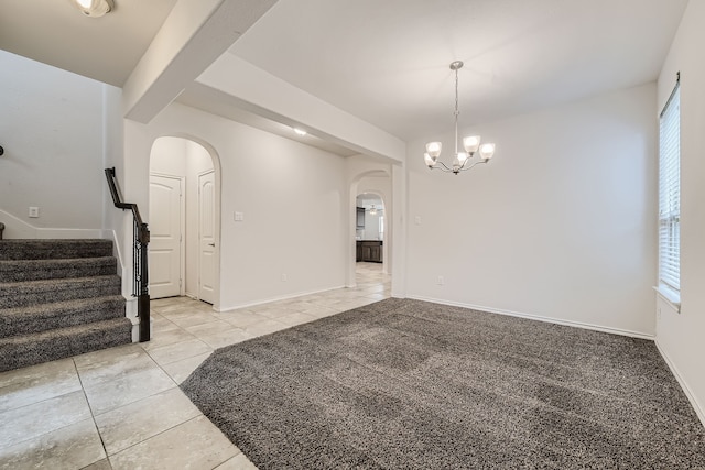 interior space with a notable chandelier