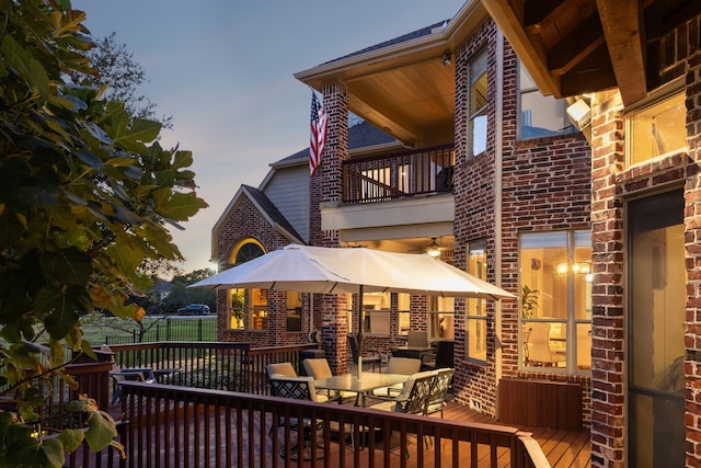 view of deck at dusk