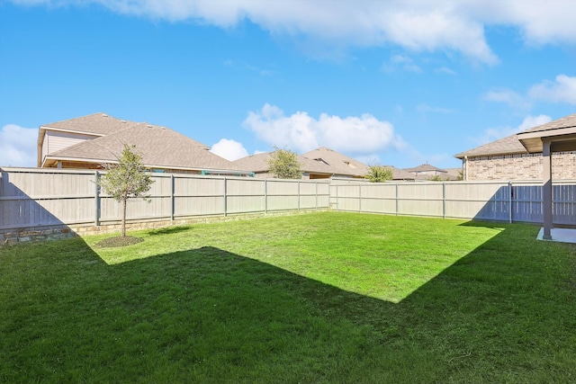 view of yard featuring a fenced backyard