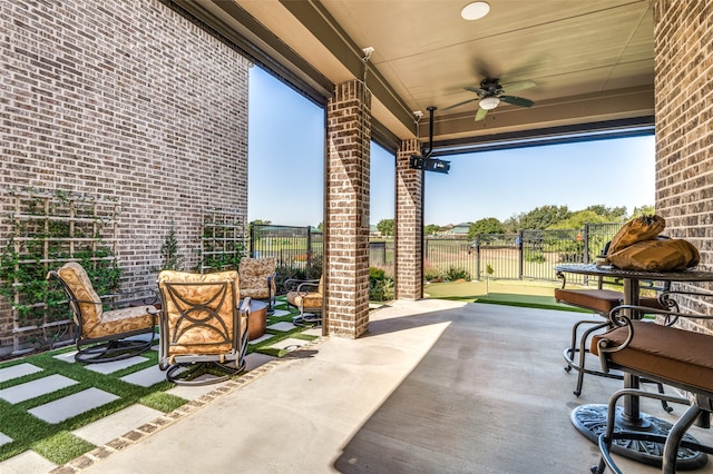 view of patio / terrace with ceiling fan