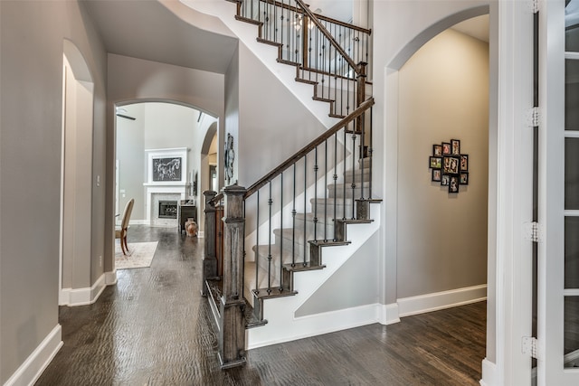 foyer with dark hardwood / wood-style flooring