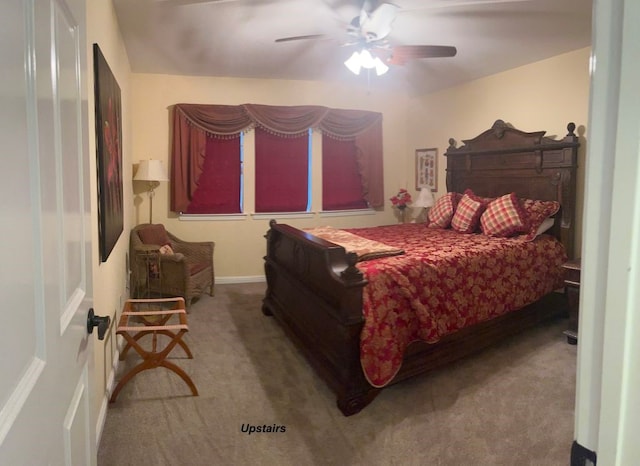 bedroom with carpet and ceiling fan