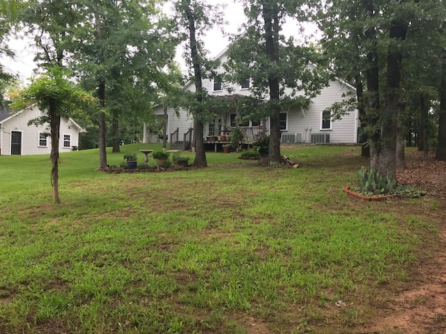 view of yard with central air condition unit