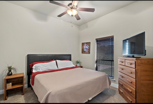 bedroom with carpet flooring and ceiling fan