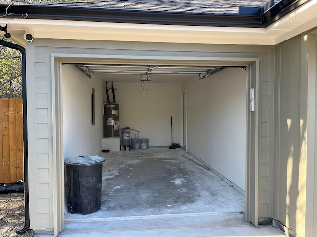 garage with electric water heater