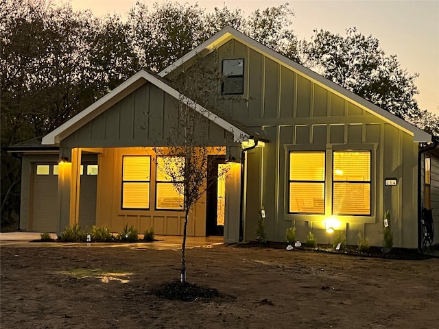 exterior space featuring a garage