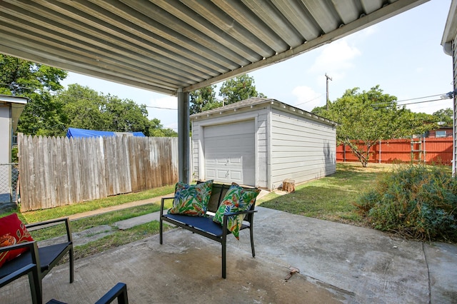 view of patio / terrace with an outdoor structure