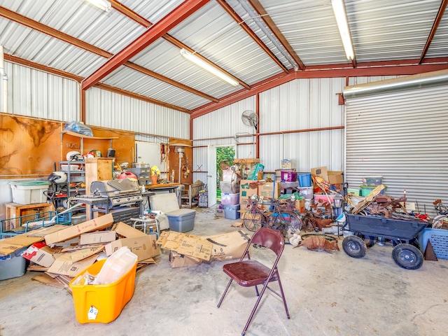 garage featuring a workshop area